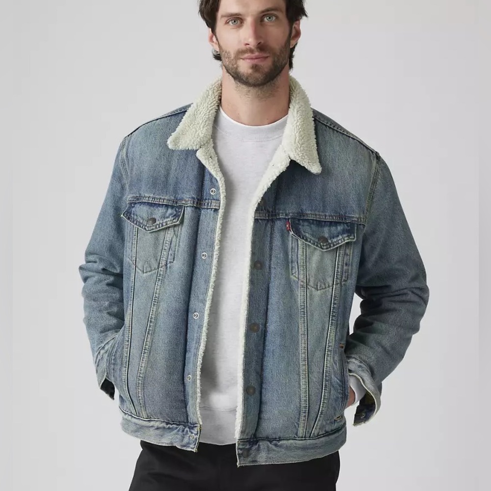 New W/Tags Levi’s Men’s Type Iii Denim Sherpa Trucker Jacket Size 4lxt